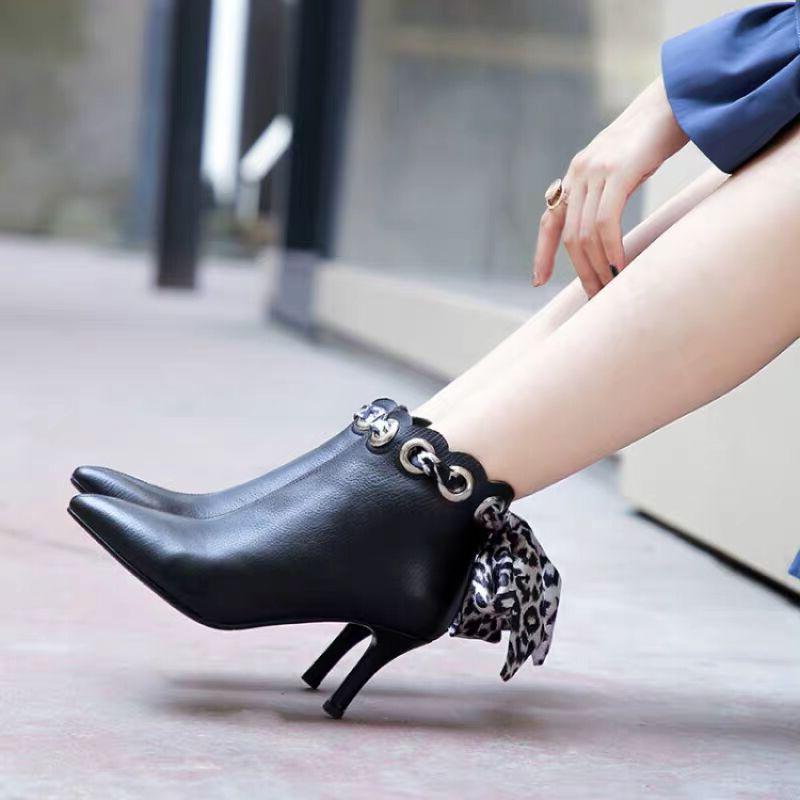 

Women's Ankle Boots Bowtie Elegant Ladies Fashion Pointed Toe High Heels Women's Leopard Pump Women Casual Short Shoes Plus Size, Beige