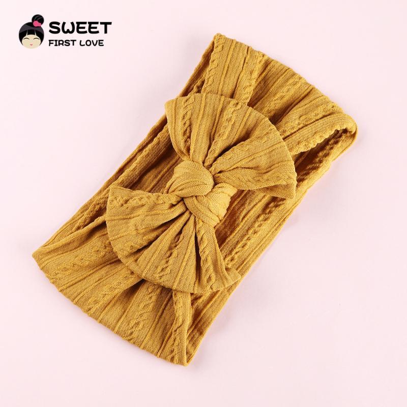 

New Cable Knitted Headband Soft Bow-knot Cotton Turban Hair Bands For Children Girls Elastic Head Wraps Hair Accessories1, Nhb0238-9