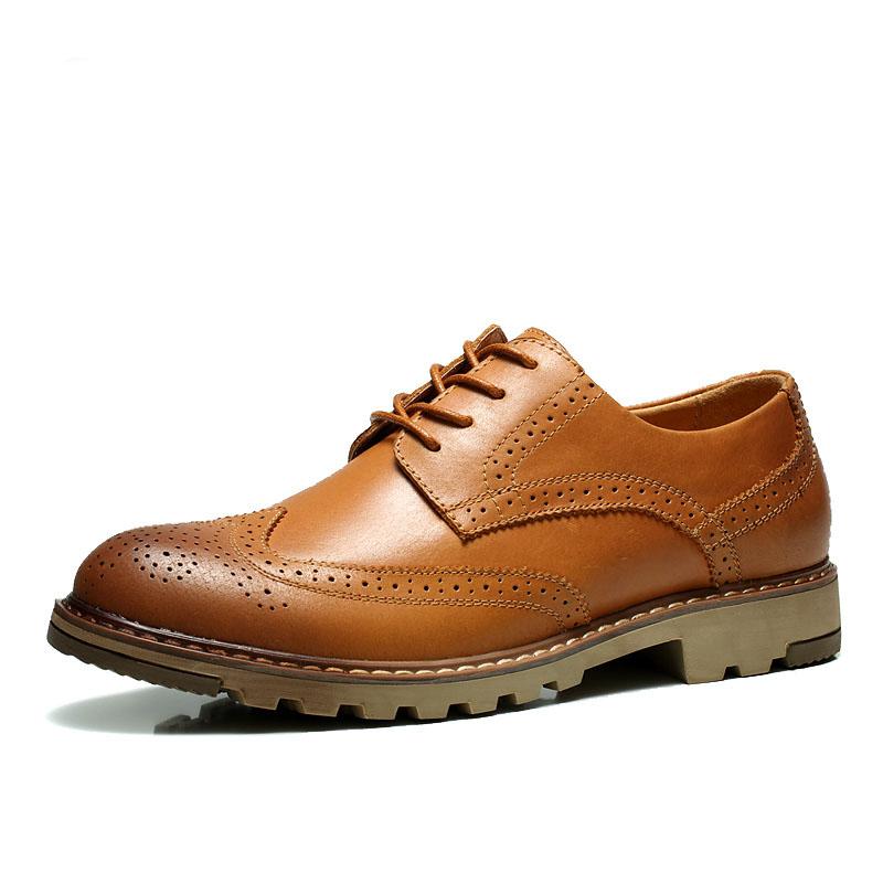 

Classic British Casual Men Zapatos Hombre Brogue Shoes Genuine Leather Sapato Masculino Dress Platform Fashion Male Wedding Flat, Black