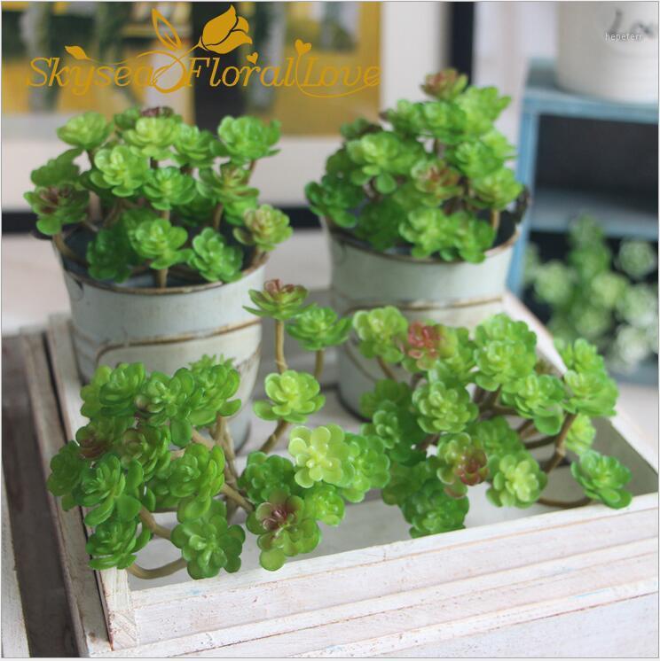 

Artificial flower arrangement green succulent plants decoration office home wedding party real touch flowers1