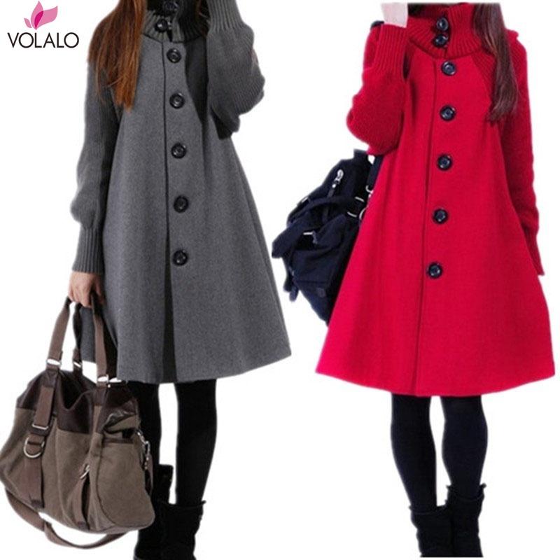 

5XL Women Wool Blend Warm Long Coats Plus Size Female Slim Fit Lapel Woolen Button Overcoat Autumn Winter Cashmere Outerwear, Black