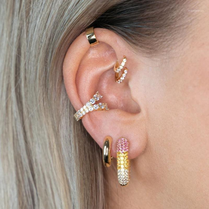 

pastel colorful cz medium sized hoop earring for women micro pave cz gold color classic women jewelry1