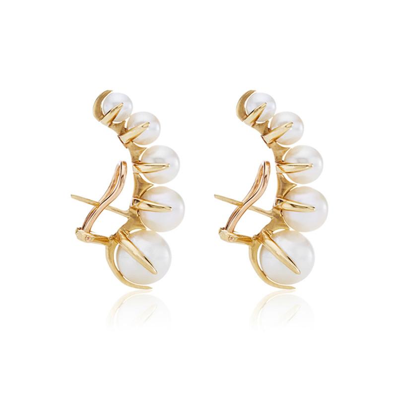 

European and American fashion niche brands gradually change Pearl ear nails female exaggeration temperament vintage earrings