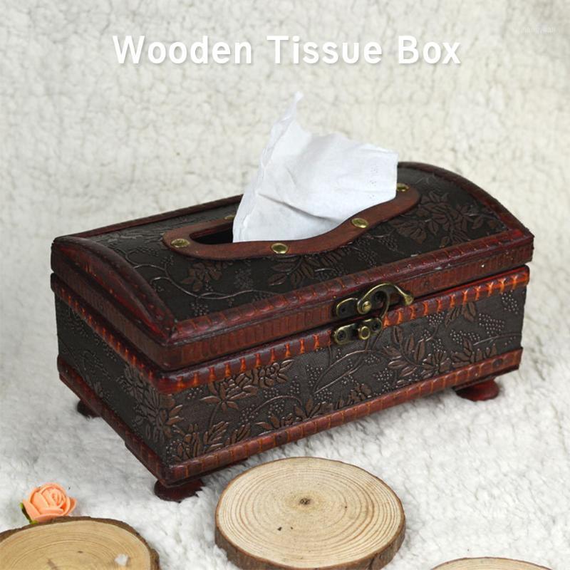 

Decorative Napkin Holder Home Kitchen Organizer Rectangular Cover Bedroom Hotel Wooden Tissue Box Gift Table Retro Style Storage1