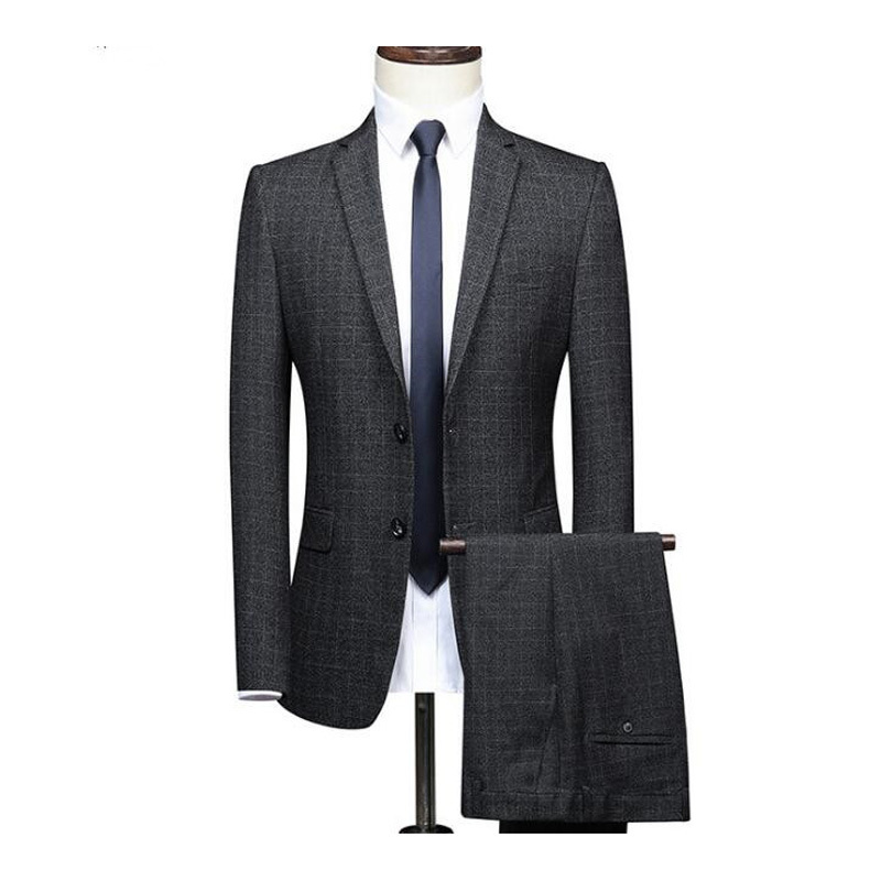 

2021 (paleton + Pants) New Grade Chess Fashion Boutique Formal Male Suitability 2 Set Piece/high-end Men's Tuesdays Casual Suits Ka2t, Dark grey