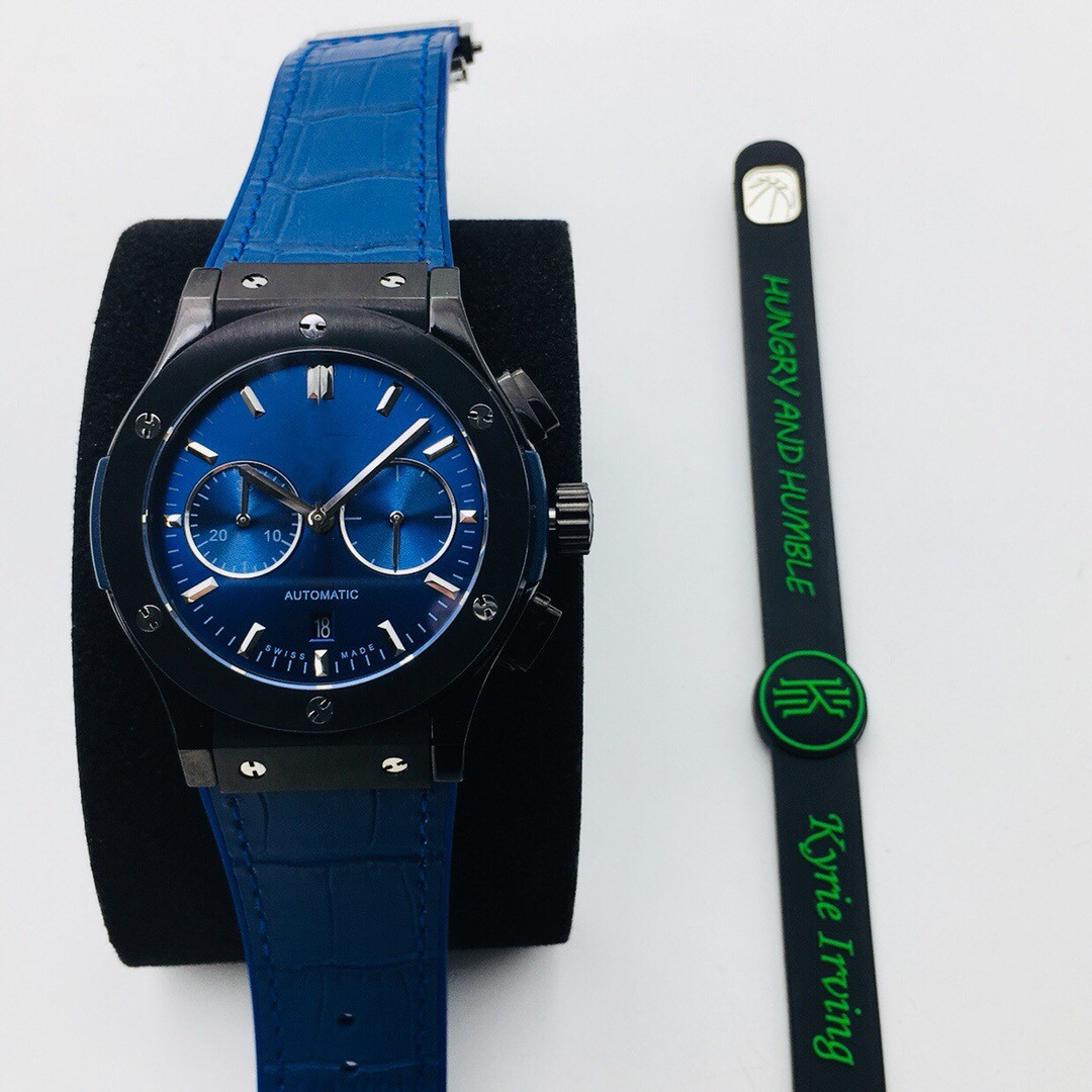 

TW unique classic fusion timing wrist watch diameter 45 mm HUB1143 movement original Tuo piece wear-resistant sapphire glass mirror Swarovsk, Blue