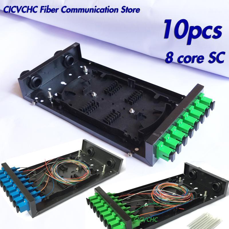 

10pcs FTTH Box with 8 Port SC Adapter or Pigtail and two Cable Gland for 5 to 10mm cable / Fiber Optic Distribution Box1