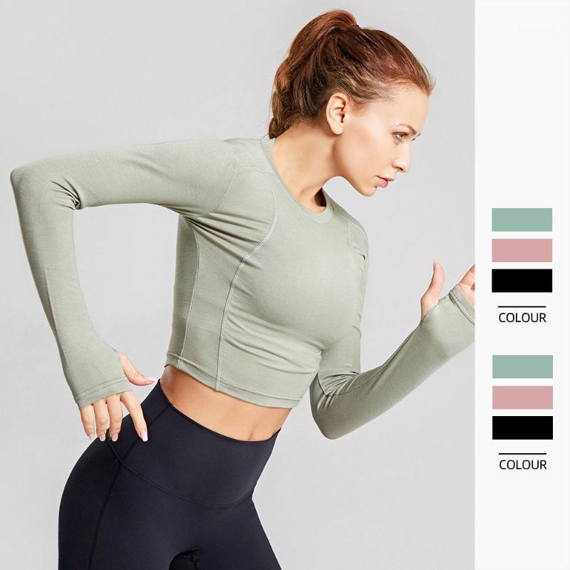 

Sexy Crop Top Seamless Long Sleeve Yoga Top Sport Fitness Women Gym Sport Shirt Women Workout Tops For Yoga Shirt1, Black