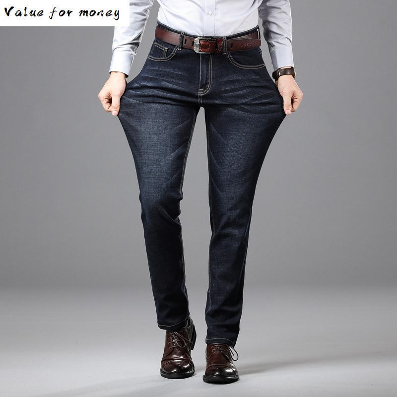 

Men's High Jeans Stretch Denim Men Jeans Size 30 32 34 35  38 42 Pants Trousers 3 colors, Black j41-903