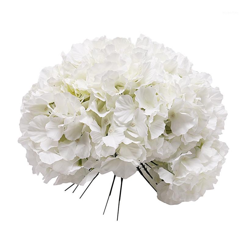 

10 Pack Artificial Hydrangea Heads with Stems,Artificial Flowers Heads for Home Wedding Decor,White1, White