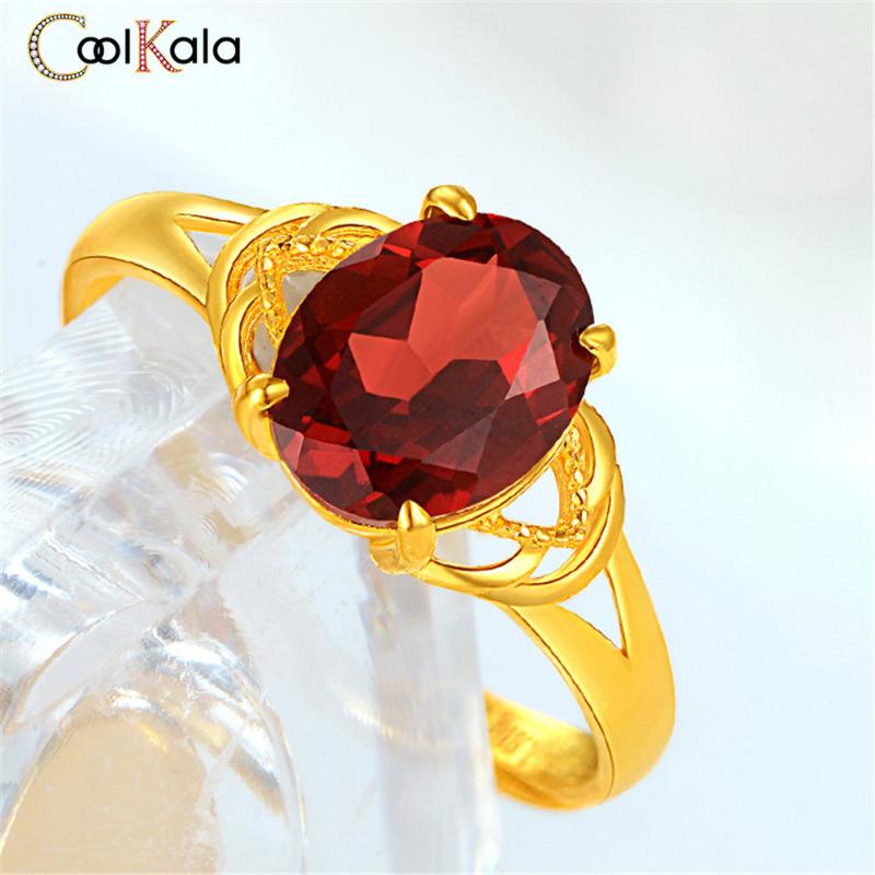 

Wedding Rings Coolkala Red Garnet Open For Women Fashion Ring