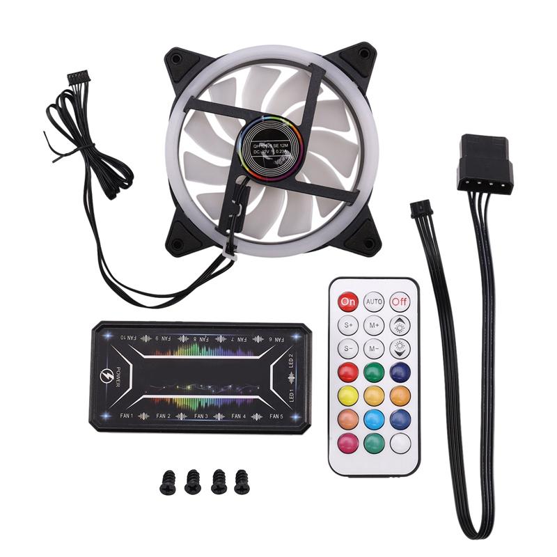 

Computer PC Case Fan RGB Adjust LED Fan Quiet Remote Computer Cooler Cooling RGB Case Fans (1PCS+Controller