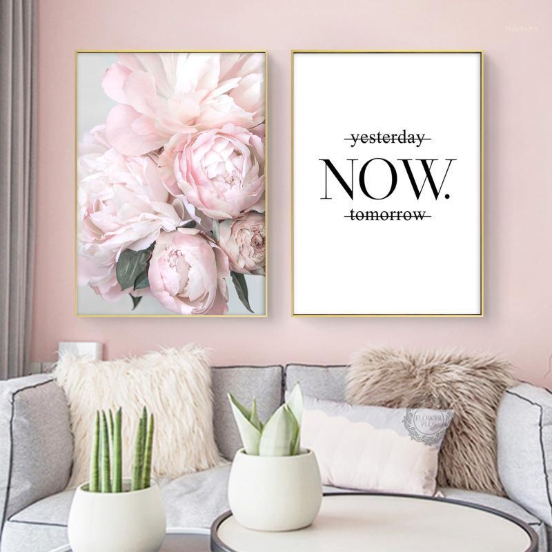 

Nordic pink peony flowers Letter Wall Art Cactus Canvas Posters and Prints Green Canvas Painting Picture Decor quadro cuadros1