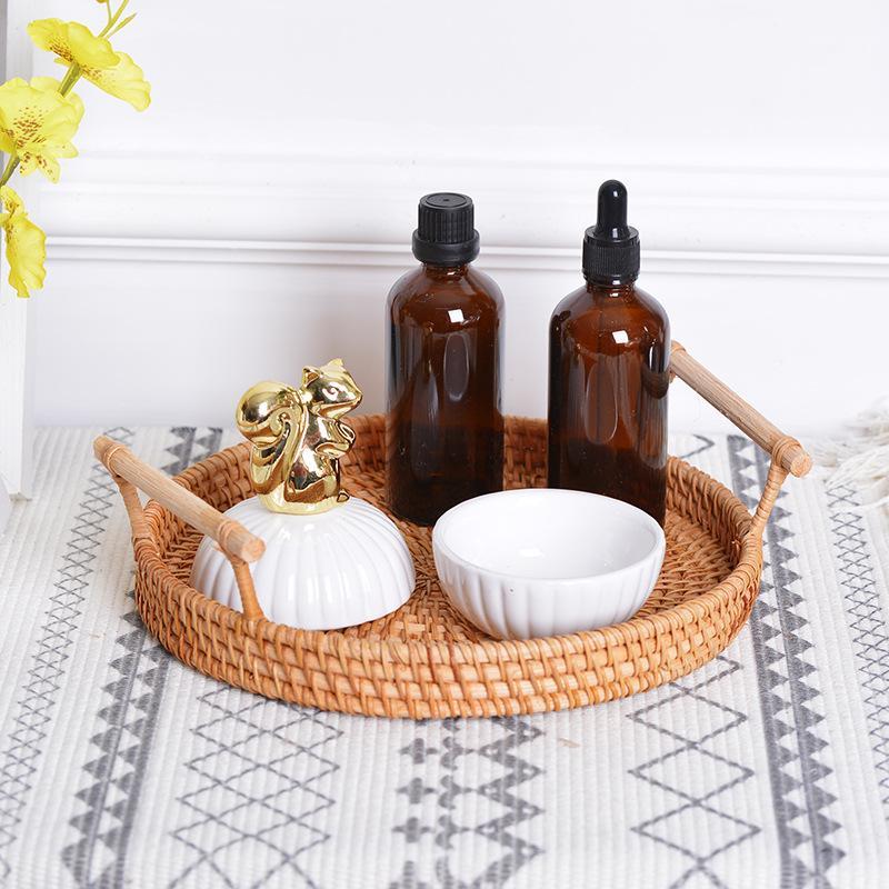

Vietnamese autumn rattan woven storage snack small round snack fruit plate American furniture accessories LB0314201