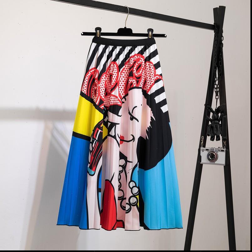 

Female Young Women Cartoon Print Pleated Skirt Mouse dress Girl Summer Spring Long Skirt Women for Girls, Black