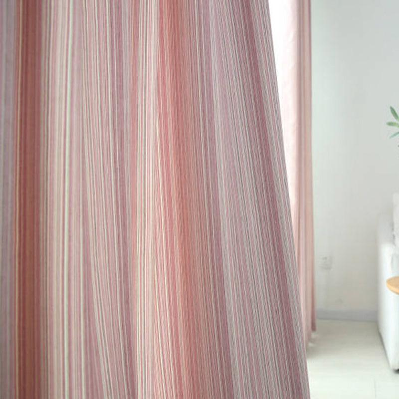 

Artificial Cotton Colored Stripes Semi-Shading Pinstripe Simple Style Jacquard Yarn-Dyed Curtains For Living Room Bedroom, Curtain2
