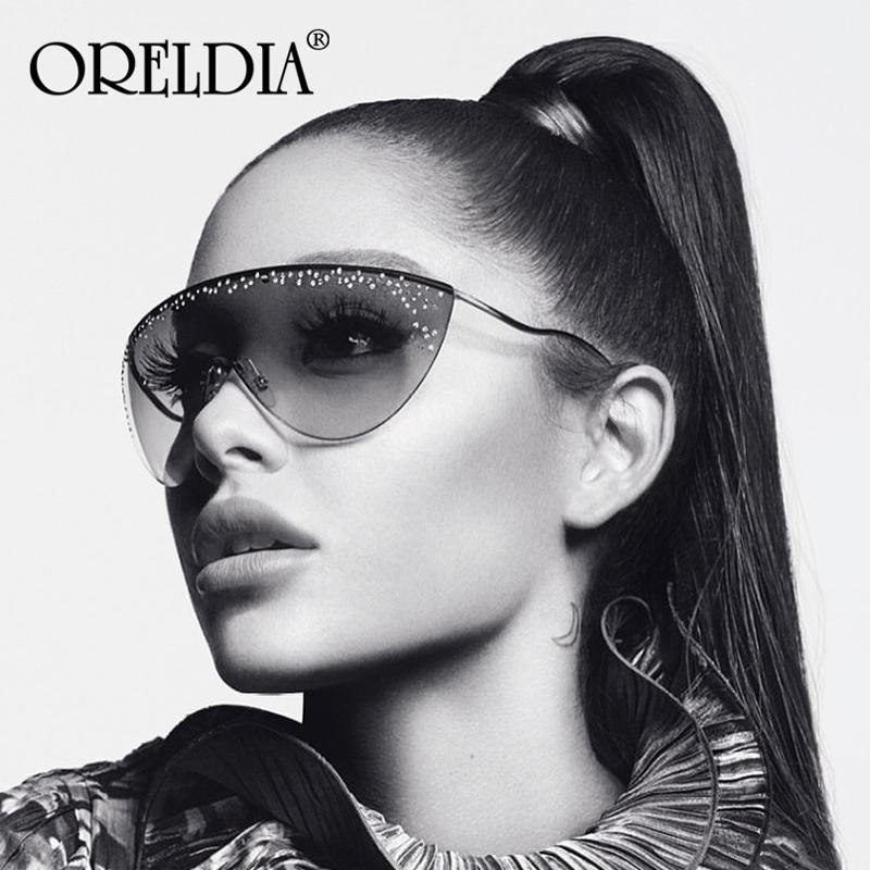 

Oversized Women Sunglasses 2020 Fashion Metal Curved Half Rimless Sunglasses Men Women Big Frames Goggles Shades Glasses UV400