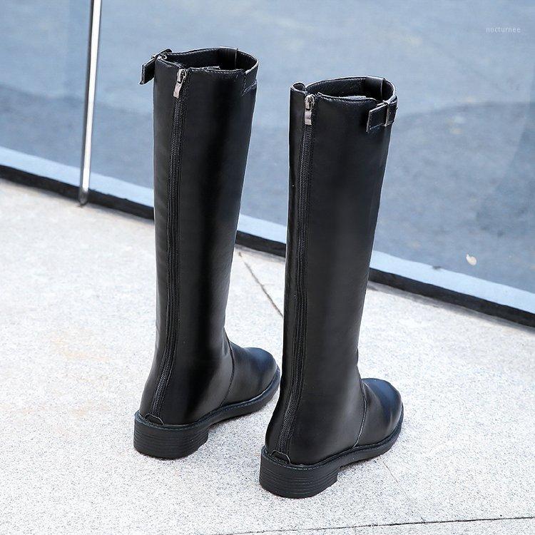 

NAUSK Children's 2020 Autumn Section Flat Bottom Thick Heel Net Red High-top Knight Boots Winter Leather Boots And Nude1, Black