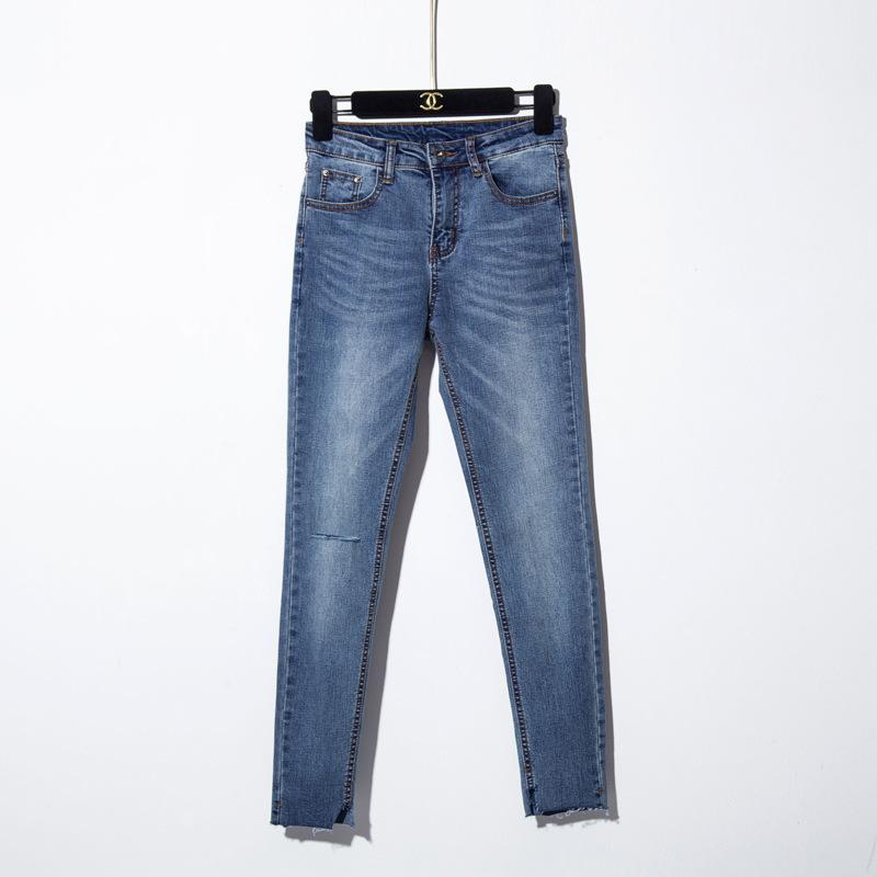 

Sell Like Hot Cakes! Spring and Autumn Retro High Waist Broken Hole Casual Jeans Tight Stretch Nine Points Pencil Pants Women's