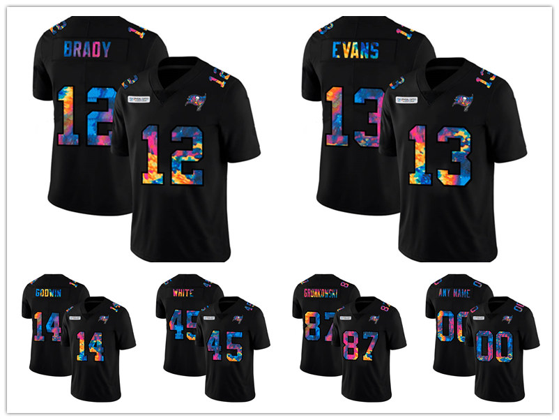 

Tampa Bay Buccaneers MEN Rob Gronkowski Godwin Tom Brady 2020 Crucial Catch Vapor Untouchable Limited football Jersey, Black;red