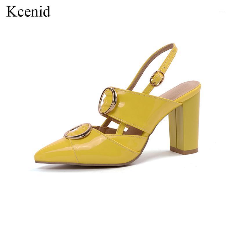 

Kcenid 2021 New women's buckle strap metal decoration shoes woman size 13 high heels fashion pointed toe spring summer pumps 421, Black
