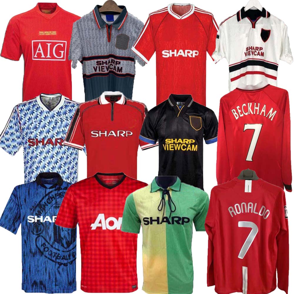 

Retro 2002 United Soccer jersey football MAN Giggs SCHOLES Beckham RONALDO CANTONA Solskjaer 06 07 08 Manchester 94 96 97 98 99 86 88 1990, 90/92 away