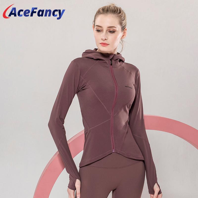 

Acefancy Women Long Sleeve Yoga Jacket Slim Fit Yoga Crop Top With Thumb Holes Fitness Coat Running Sport Gym Jackets T2065, Blue