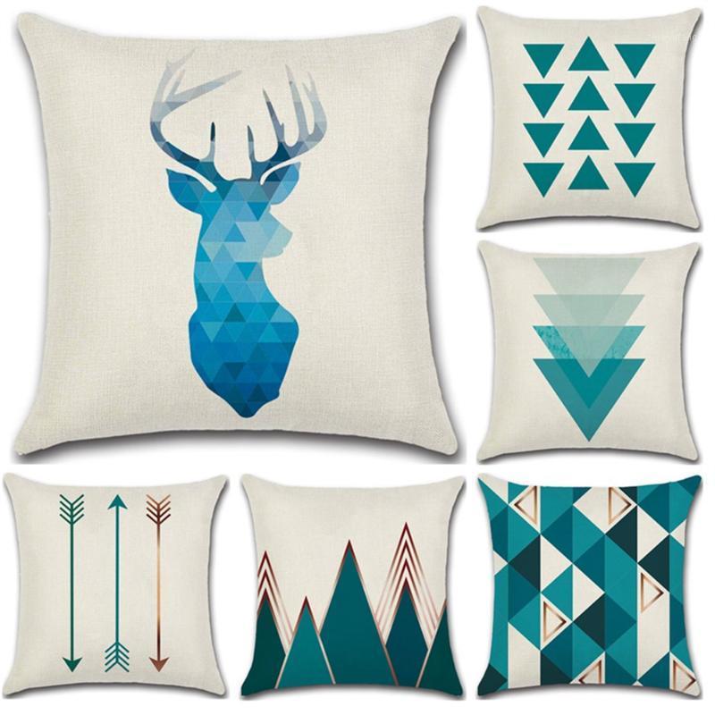 

Cushion/Decorative Pillow Nordic Style Ocean Blue Arrow Geometric Cushion Covers Beige Green Brown Sofa Cases Chair House Home Decorations F