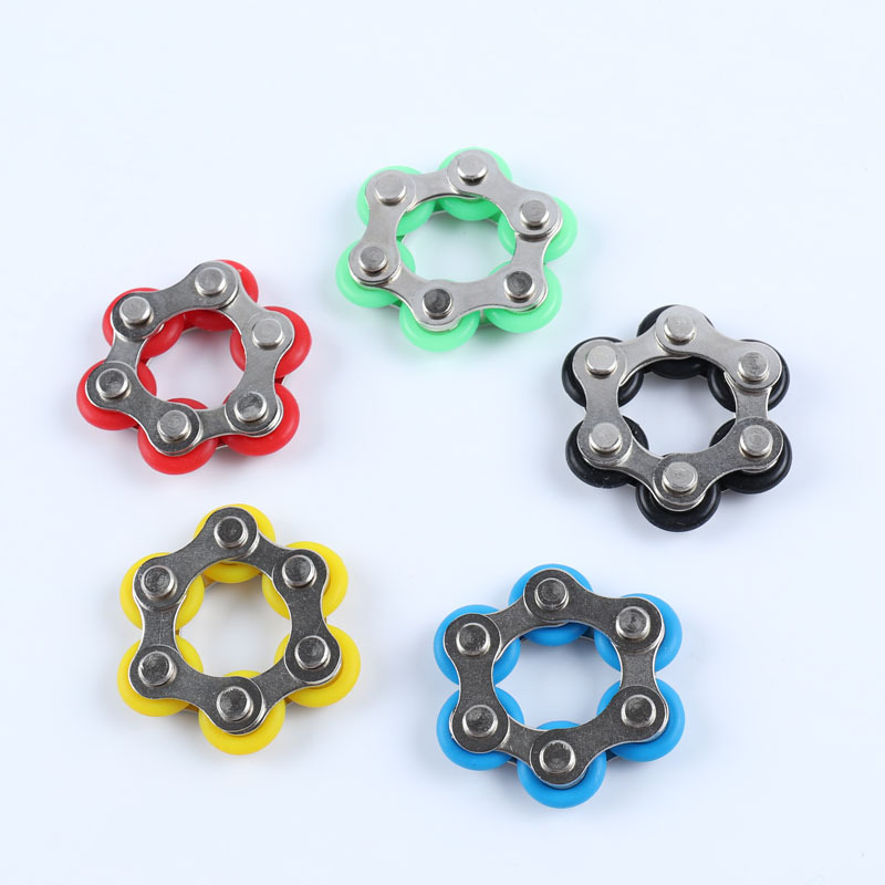 

Wholesale 6 Section Fidget Toy Flippy Chain Metal Finger Keyring Decompression Toys Relieves Stress Key Ring for Kids Adults