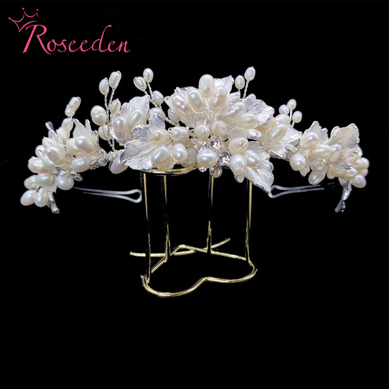 New Design Fresh Water Pearl Bridal Tiara Crown Flower Rhinestone Wedding headband hairpiece Hair Jewelry RE3943 Z260130-image-633971802