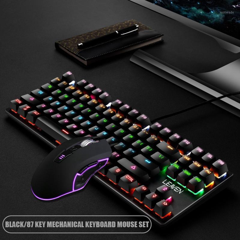 

Mechanical Gaming Keyboard & Mouse Set, 87 Keys, Seven Colors RGB USB1