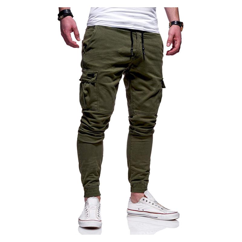 

Men' Cotton Cargo Pants Multi Pocket Solid Breathable Casual Trousers Fashion Hip Hop Streetwear Skinny Joggers Pants P0126, Black