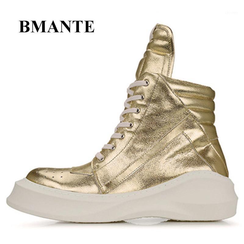 

Bmante Men Boots Genuine Leather Golden Zipper Lace-up Platform Trainers Male Adult Ankle Fur Shoes Casual High Street Sneaker1, With fur
