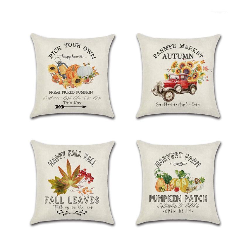 

Thanksgiving Day Cushion Case Home Decor Pillows Cases Pumpkin Sofa Linen Pillow Covers 45*45cm1, Style-4