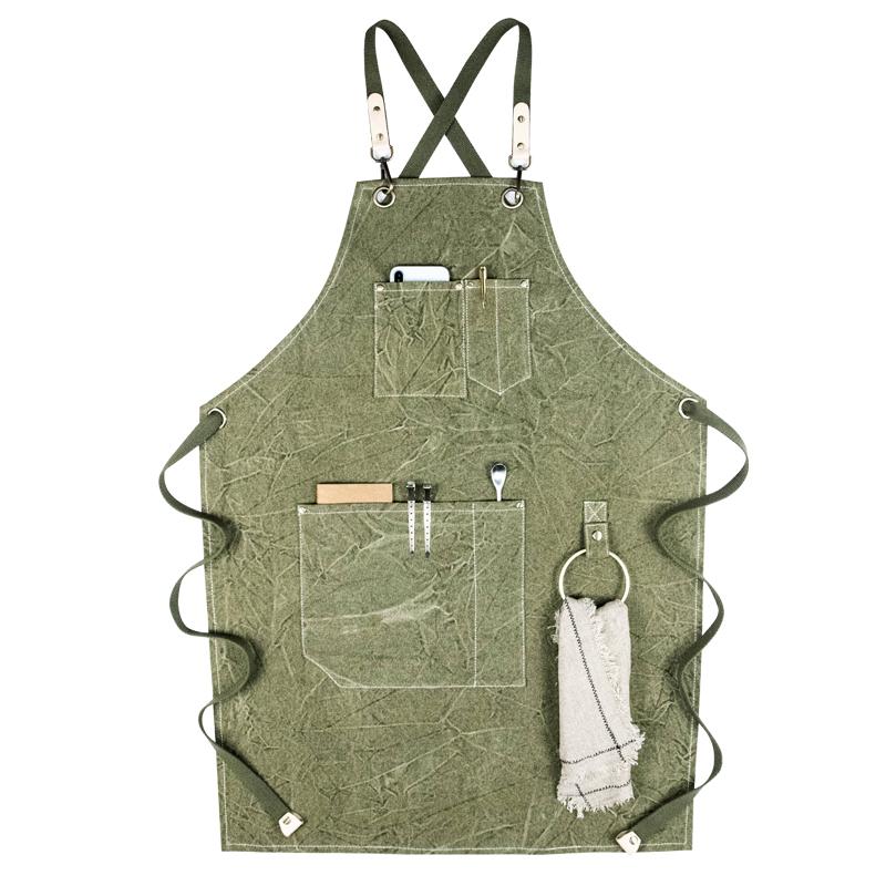 

Fashion Korean canvas apron milk coffee restaurant bakery dessert cake shop overalls man and woman apron