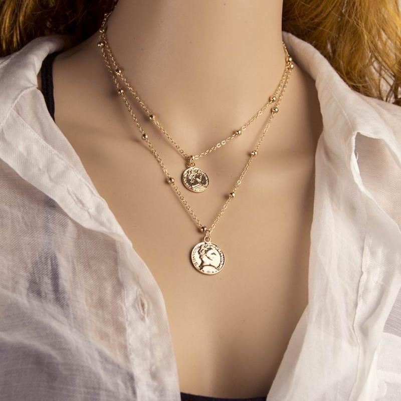 

Boho Fashion Sequins Multi Layer Gold Color Long Necklaces Pendant Bohemian Charm Pendant Necklace for Women Bijoux Jewelry