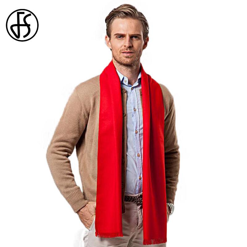 

FS European Solid Color Men Red Scarf Brand Designer Style Wool Soft Cashmere Scarves Cachecol Masculino Inverno Winter Shawls
