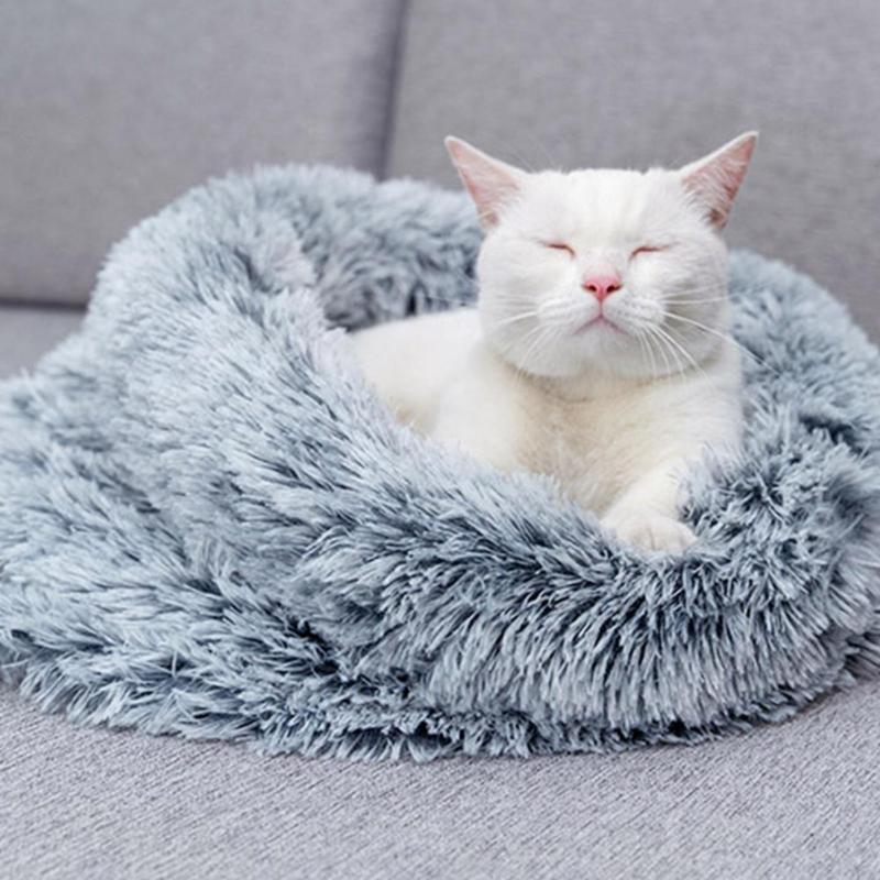 

Cat Sleeping Bag Cat Litter Winter Warm Enclosed Comfortable Plush Pet Mat Deep Sleep House Bed