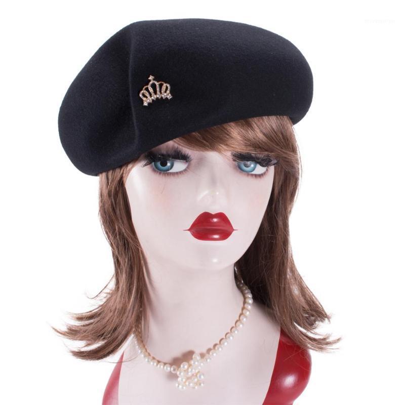 

Lawliet Unique Womnes Wool Felt Beret with Pin Ladies winter hat A5651, Yellow