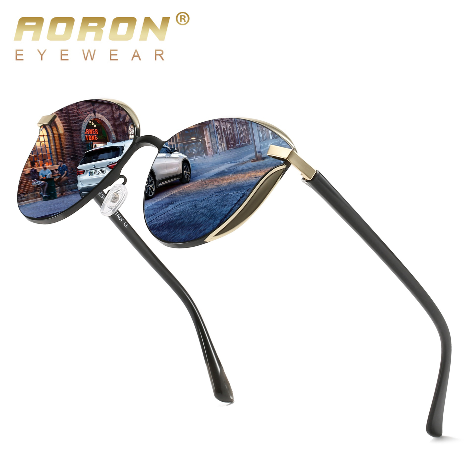 

AORON Retro Polarized Sunglasses Classic UV Protection Luxurious Women Sunglasses Sunshade Cat Eye