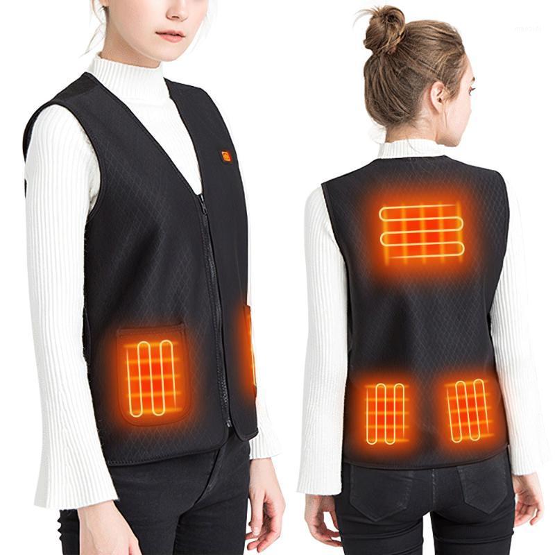 

2020 Men Women Outdoor USB Infrared Heating Vest Jacket Winter Flexible Electric Thermal Clothing Waistcoat For Sports Hiking1, Black