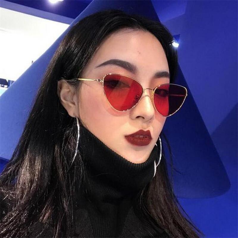 

Cat Eye Women Sunglasses Tinted Color Lens Vintage Shaped Sun Glasses Men Women Eyewear 70s Luxe Red Female Sunglasses UV400