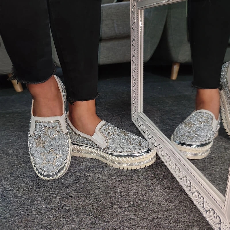 

2021 New Women Fashion Spring Bling Flats Slip on Breathable Comfortable Casual Ladies Platfrom Outdoor Shoes 2xne, Red