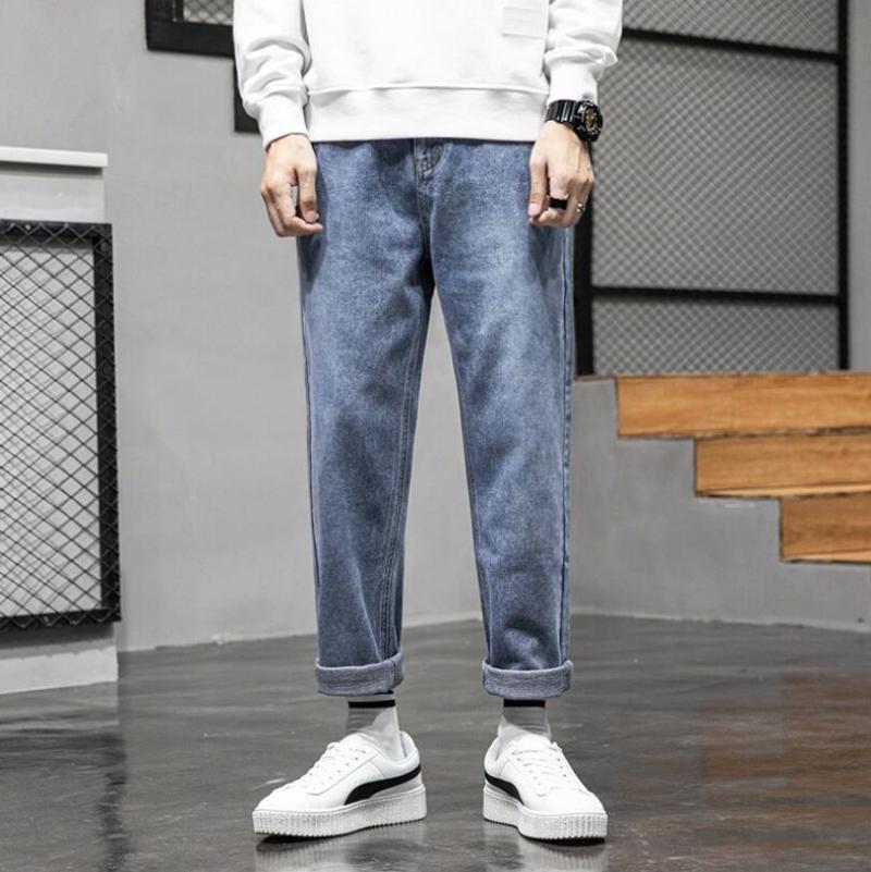 

Jeans Men Plus Size 6XL Street Style Casual Denim Pants Cotton Loose Vintage Washed Boyfriend Straight Denim trousers 2020 w1575, Gray
