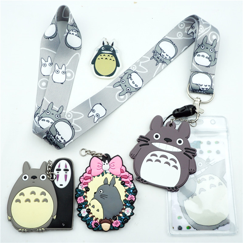 

I124 Cartoon Lanyard Totoro Neck Straps Id Bae Holder Cute Anime Pendant Mobile Phone Keyring Charms Cosplay Keychain Gift