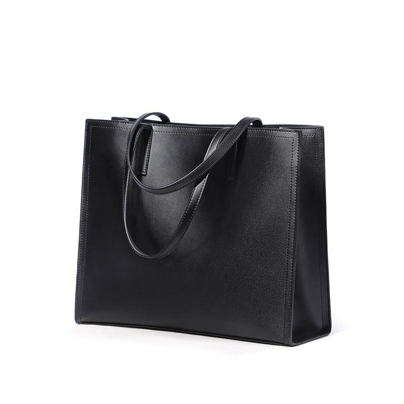 

Real leather bags handbags new fashion handbags women simple shoulder bags large-capacity tote, Black