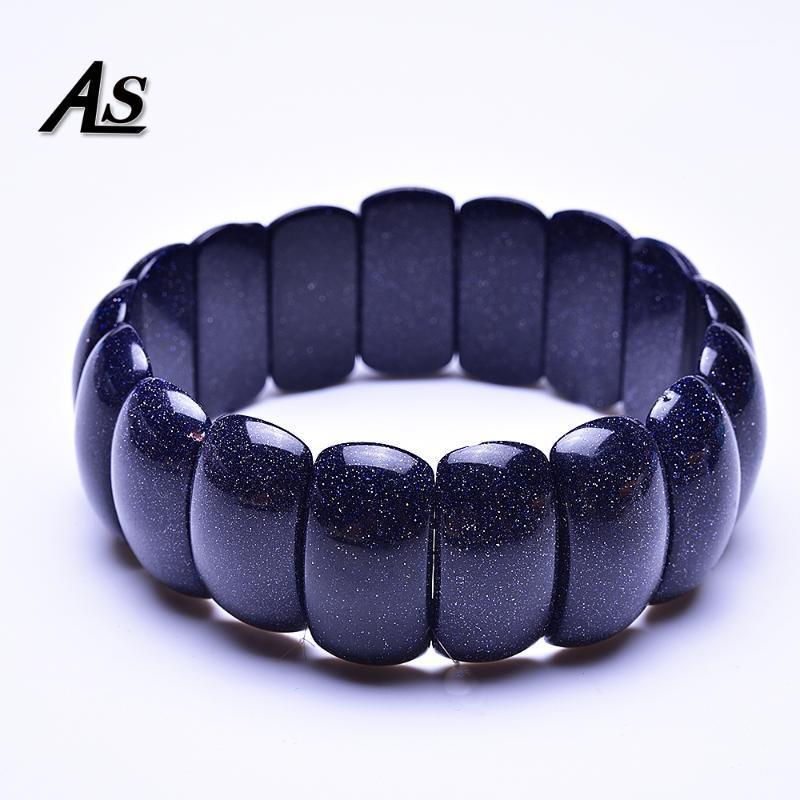 

Asingeloo 2020 New Blue Sand Stone Beads Handmade Elastic Bangle Bracelets for Women Jewelry Gift1