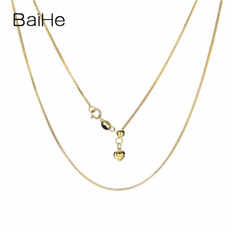

BAIHE Solid 18K Yellow Gold Engagement Wedding Bad Trendy Fine Jewelry beautiful Gift 18K True Gold Chain Necklaces1