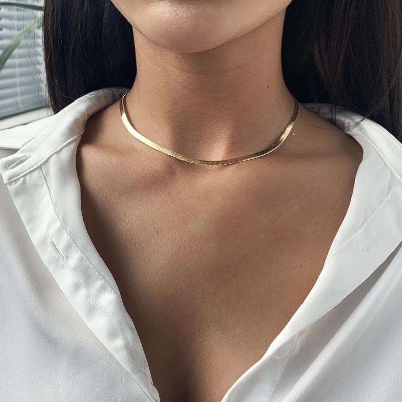 

Punk Snake Chain Choker Necklace For Women Gold Color Clavicle Chains Fashion Womens Necklaces 2020 Jewelry