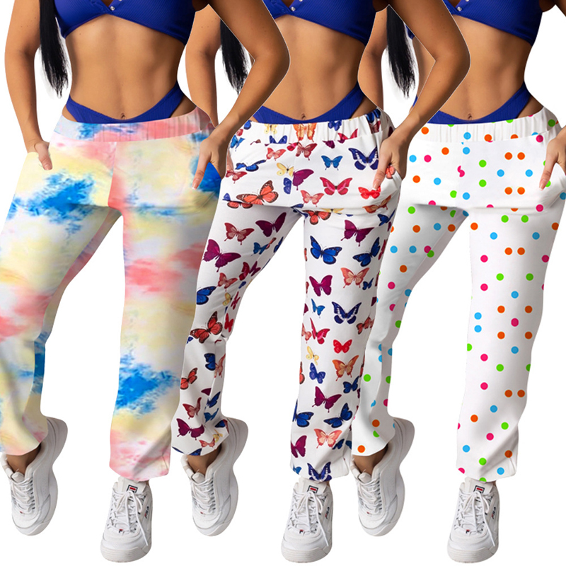 

Women' Casual Jogger Pants Fashion Butterfly Dots Tie Dye Printed Hip Hop Sweatpants Workout Fitness bottoms sportswear Women